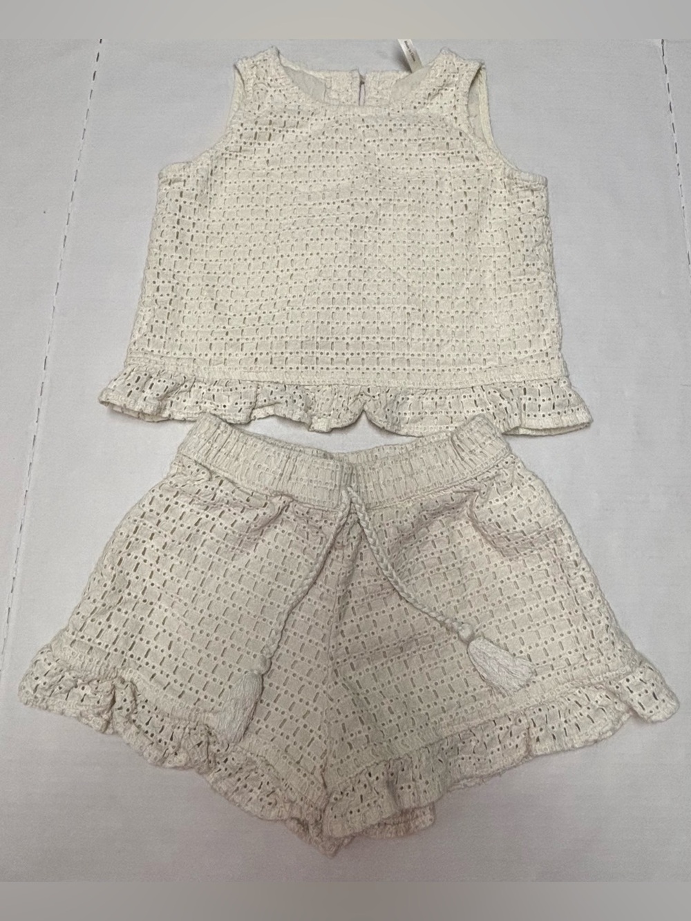 Rylee + Cru eyelet shorts and tank set, size 8-9Y